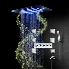 Bluetooth Музыка Светодиодный Насадки для душа кран дождевая Лейка