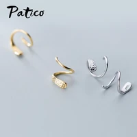 new fashion simple real 925 sterling silver spiral snakelike ear bones stud earrings for women creative chic party jewelry