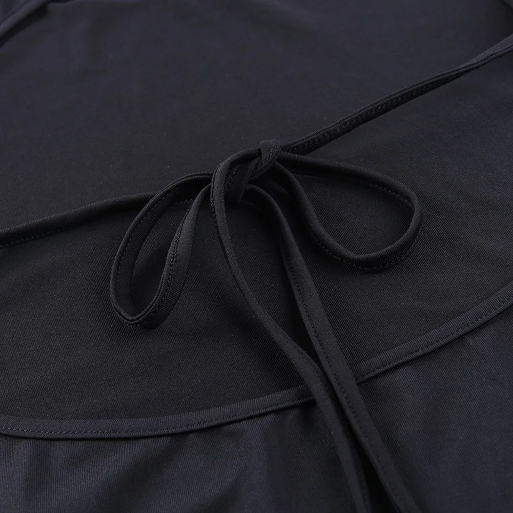 

Women Sexy Skinny Jumpsuit Black Short Sleeve Backless Round Collar Casual One-piece S M L