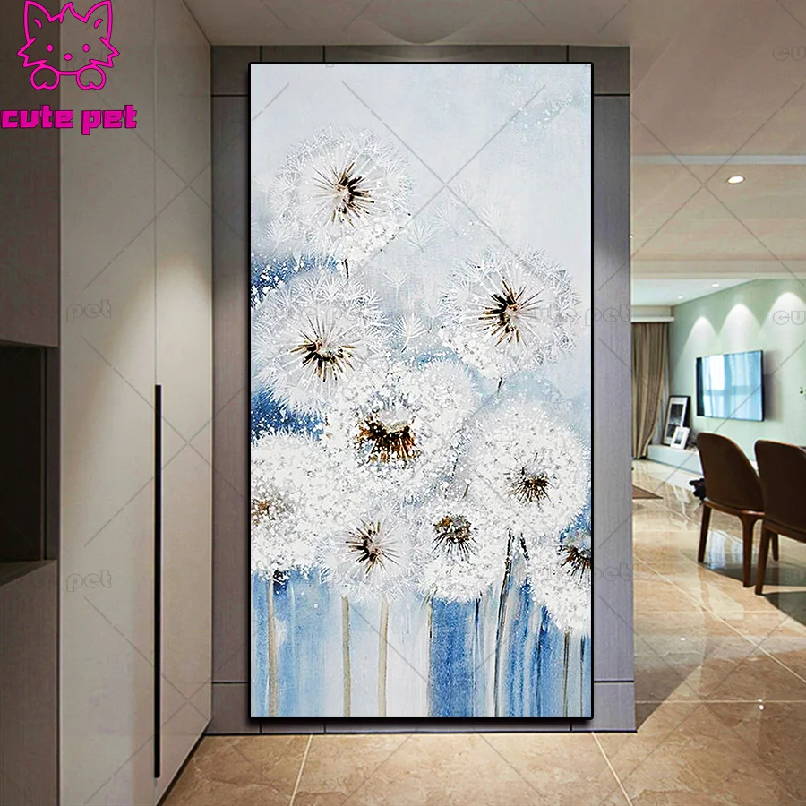 

cute pet 5d Diamond Painting Plant dandelion rhinestone painting Mosaic pattern home decor square round Drill cross stitch large