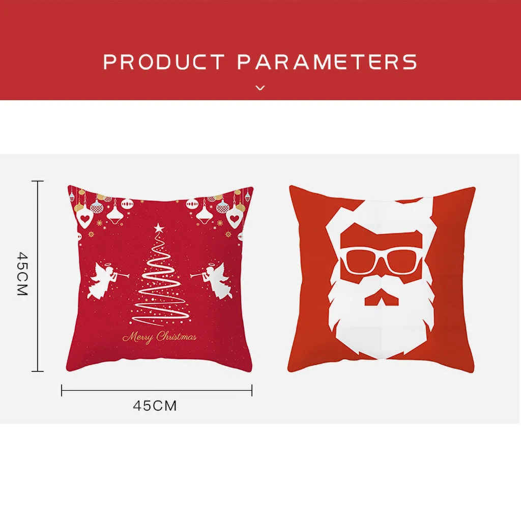 

Decorative Christmas Cushion Cover Red Home Decor Sofa Pillow Case Cover Seat Car Throw Pillowcase Christmas Decoration 45*45