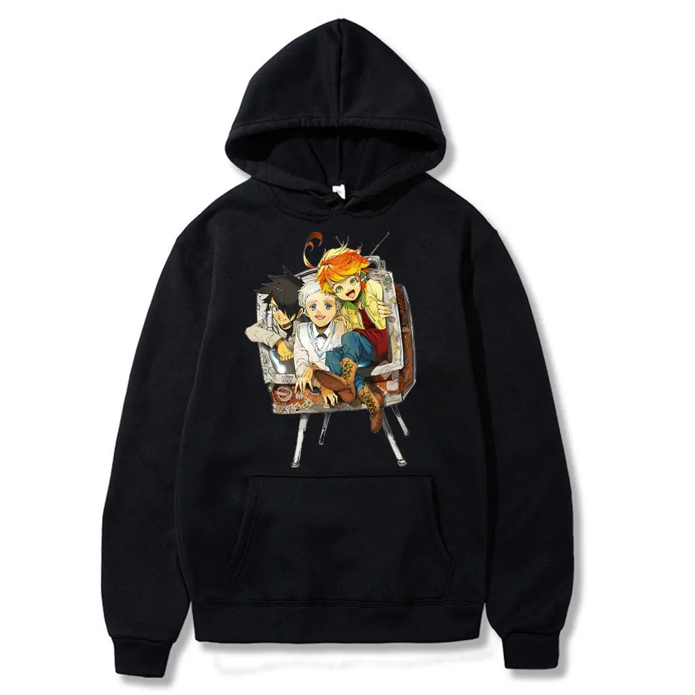 

Japanese Anime The Promised Neverland printing Hoody Sweatshirt Men Emma Norman Ray Long sleeve loose casual sweatshirt men tops