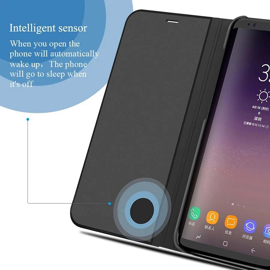 Умный флип чехол для Samsung Galaxy S9 S10 S8 Note 10 9 8 A9 A7 A8 A6 Plus 2018 5G S10E A70 A50 A8s S7 Edge M20