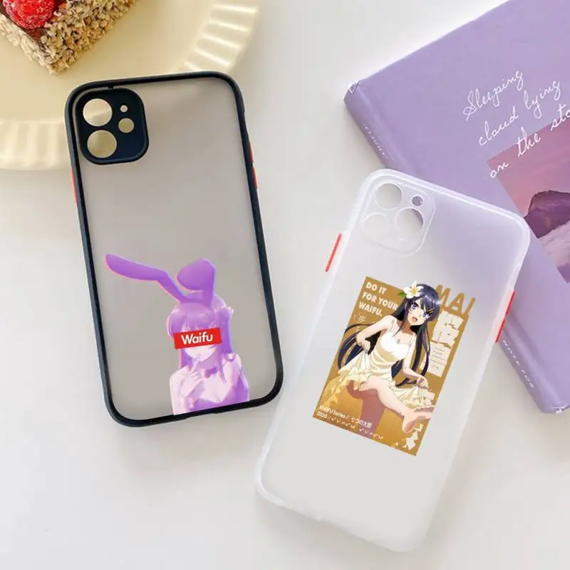 

YNDFCNB Bunny Girl Senpai Sakurajima Mai Phone Case for iPhone X XR XS 7 8 Plus 11 12 13 pro MAX 13mini Translucent Matte