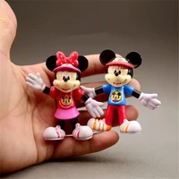 2pcs disney mickey mouse minnie exercise posture 7 5cm action figure anime decoration collection figurine toy children gift