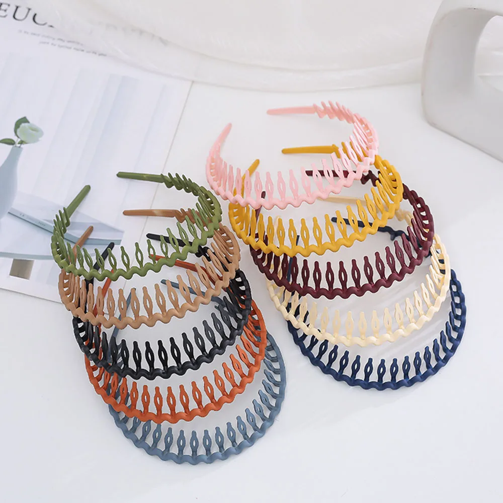

1pcs Women Hair Hoop Bezel With Teeth Fashion Simple Headdress Solid Color Resin Hair Comb Hairbands Headband Hair Accessories