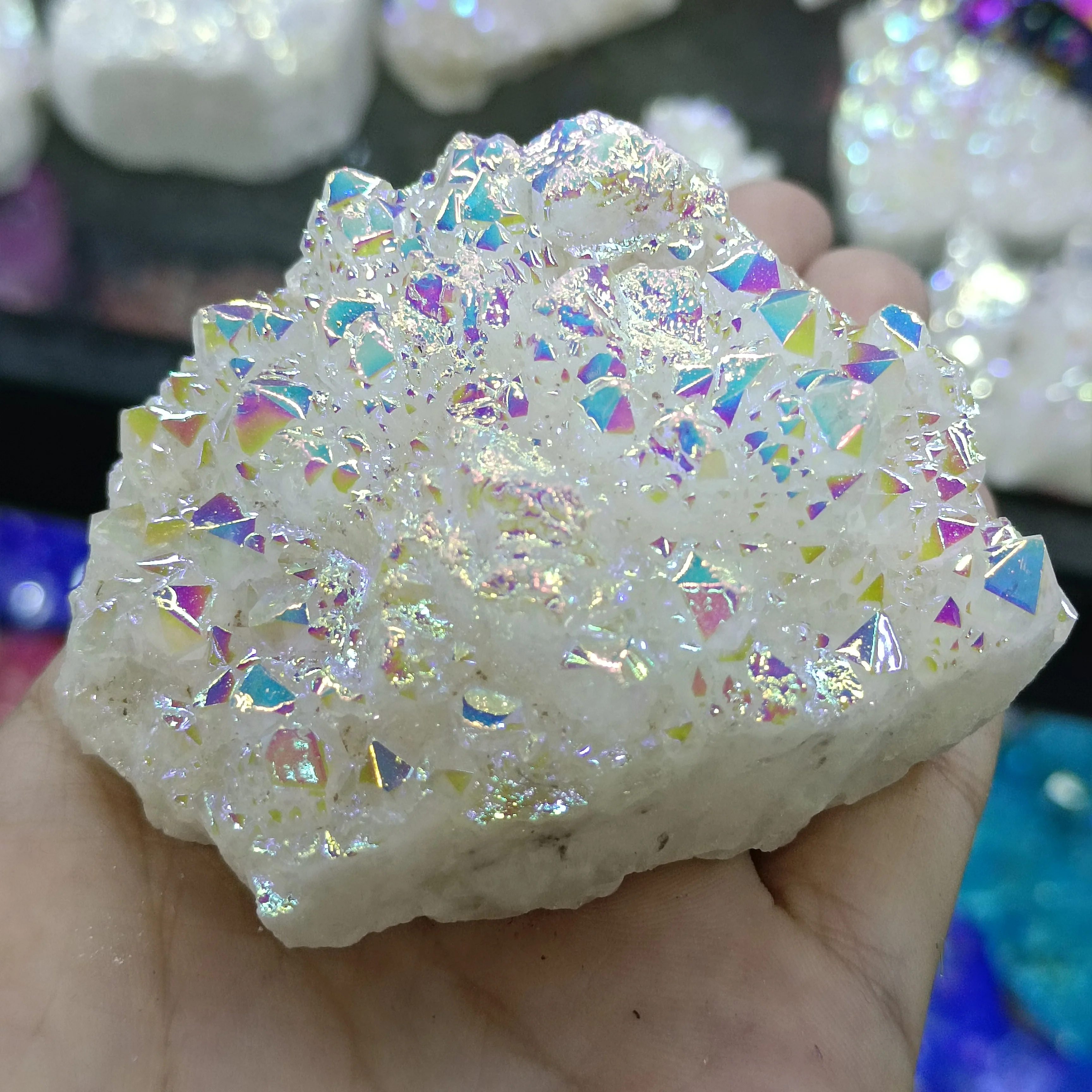 

1pc Natural Aura Clear Quartz Cluster Crystals Stone For Decoration