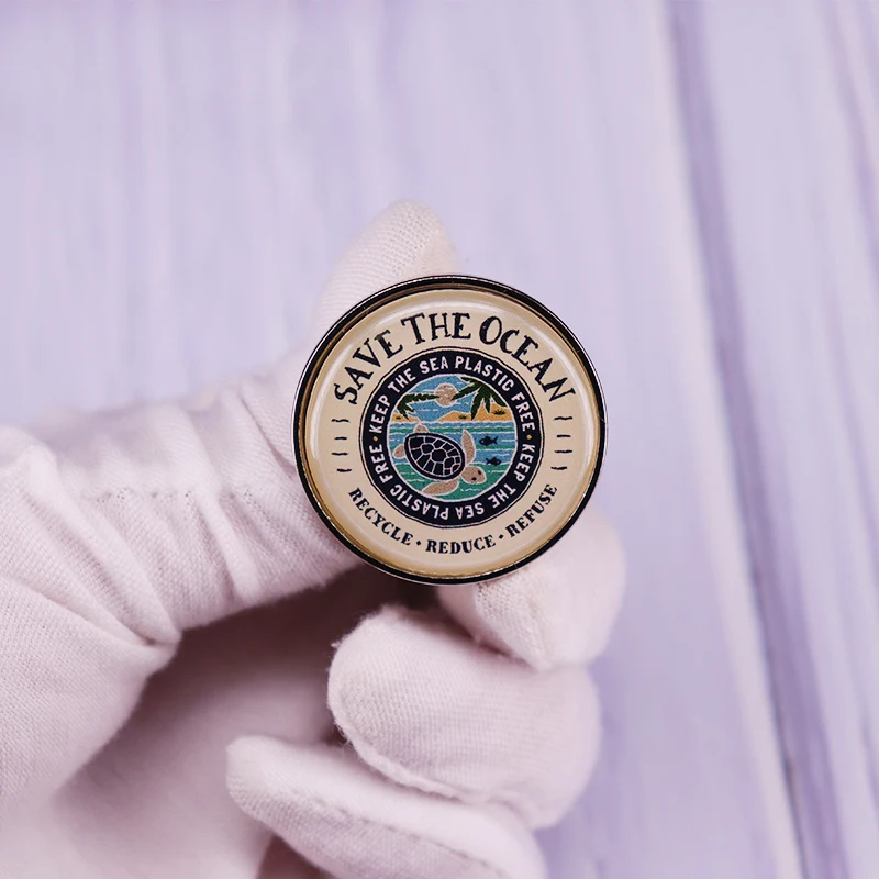 Сохраните океан держите море пластиковая Бесплатная булавка для черепахи значок