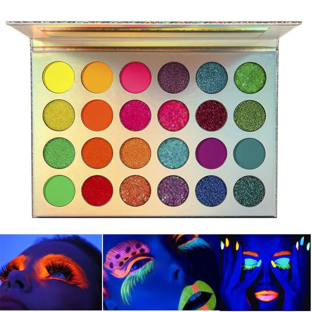24 цвета блестящие тени для макияжа Pallete век бледно-голубые светящиеся