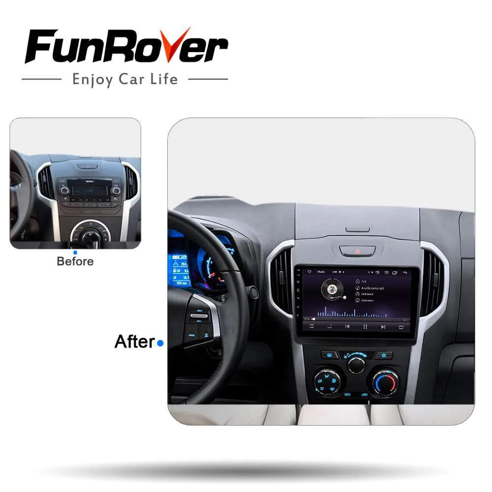 Funrover 2.5D+ ips 2din автомобильный Радио Мультимедийный dvd-плеер android 9,0 для Chevrolet Trailblazer Colorado S10 Isuzu D-max gps стерео