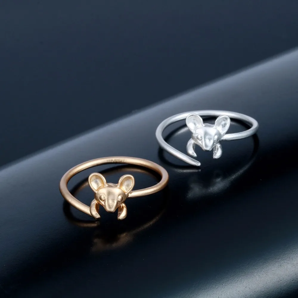 Кольцо с изображением животных для девочек ювелирное изделие кота рога мыши