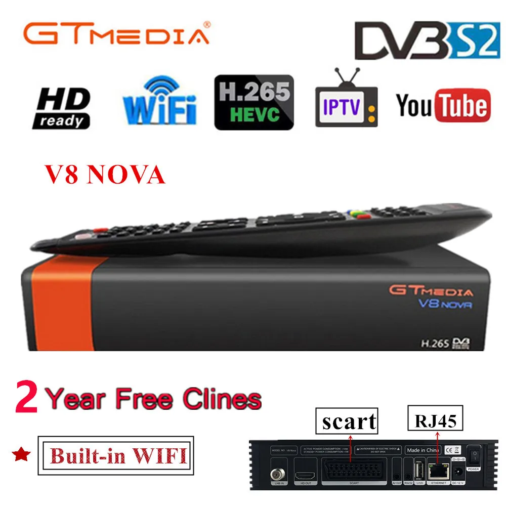 V8 Nova спутниковый ресивер Gtmedia V8 NOVA HD 1080P Европа резкий на 2 года Испания встроенный Wifi ключ V9 супер мощность V8 супер