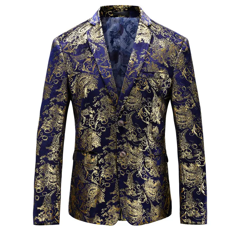 

2021 Spring Blue Velvet Blazer Men Groom Wedding Suit Luxury Paisley Flower Pattern Blazer Men Terno Masculino Plus Size Jacket