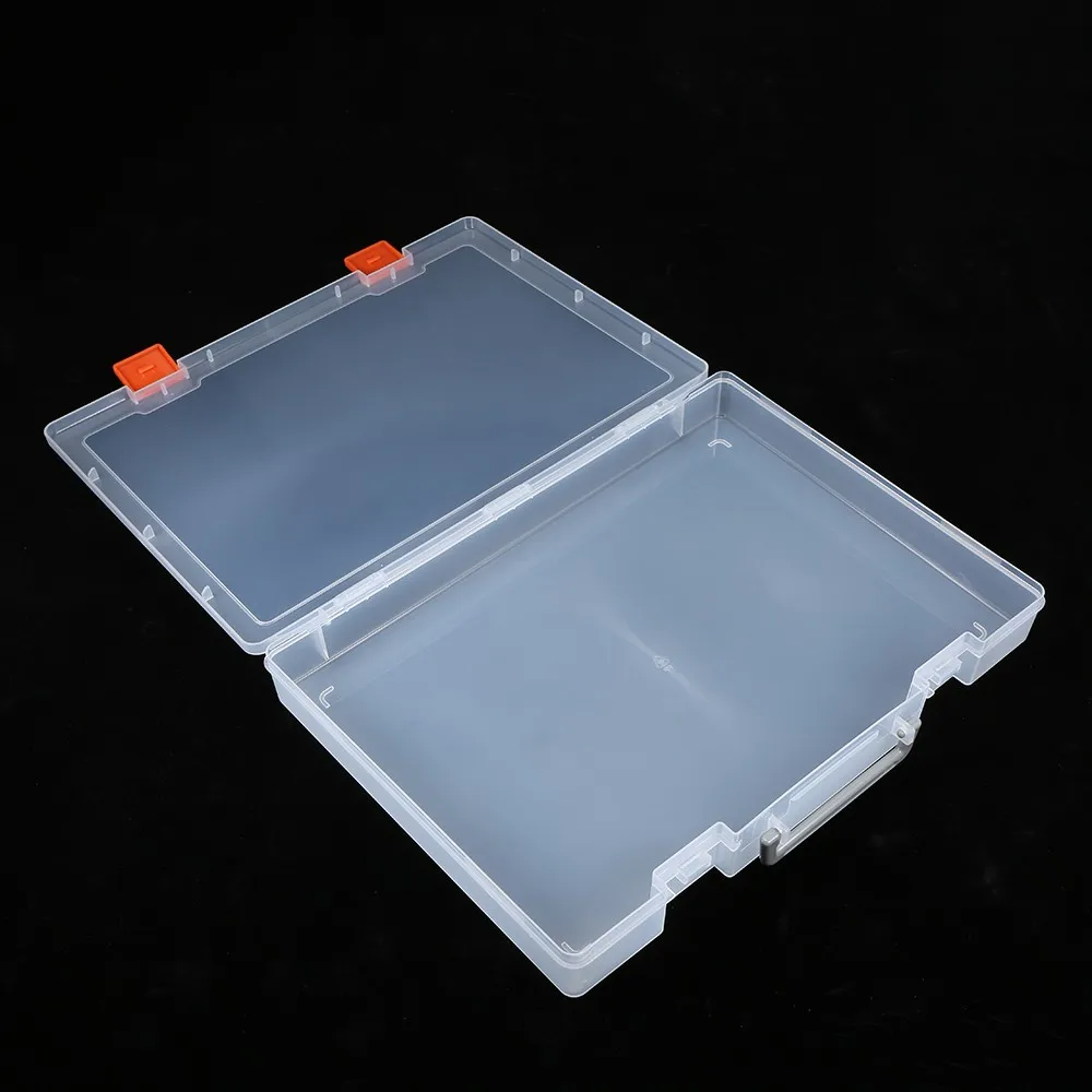 

Portable Rectangle Transparent Thin Style Parts Storage Box Hand-Held No Partition Building Blocks Single-Layer Toy Storage Box