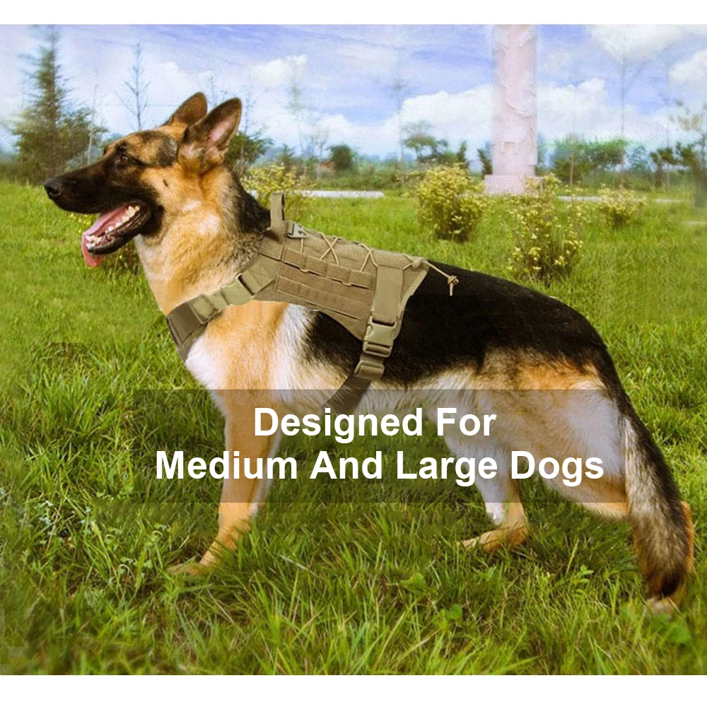 1000D Nylon K9 Pet Dog Harness Vest Military Hunting Sets with Water Bottle Carrier Bags No Pull Training 4 Pieces | Дом и сад