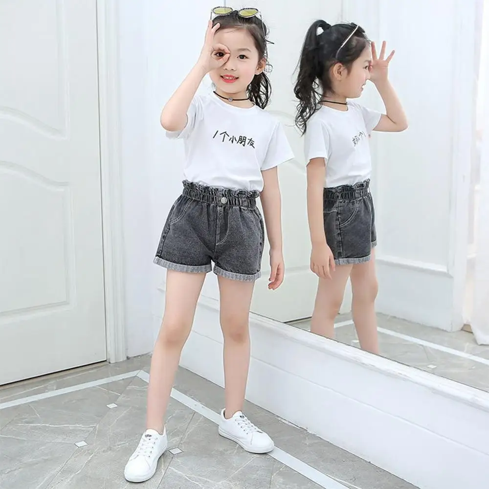 Шорты джинсовые для девочек 4-14 лет Короткие штаны с дырками детей летняя одежда