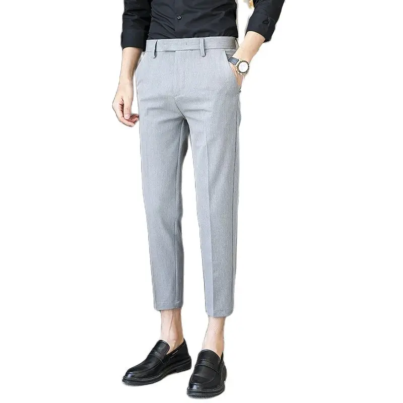 

2021 Slim Fit Summer Thin Casual Business Men Formal Suit Pants Wedding Bridegroom Plus size Solid Color Asian Size Trousers