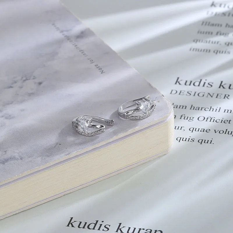 

2021 Women Silver Color DIY Classic Love Heart Zircon Earrings fit for Girls Fashion Jewelry Birthday Valentine gift