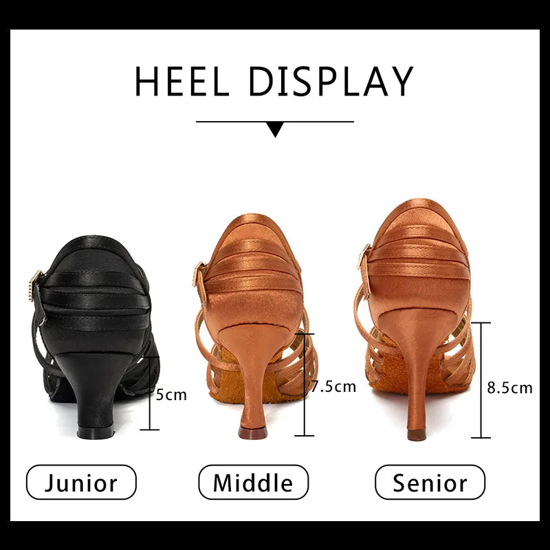 SWDZM Women Latin Dance Shoes High-heeled Dance Shoes Girls Tango Salsa Dancing Shoes Ladies Soft Bottom Ballroom Sandals7/8.5cm