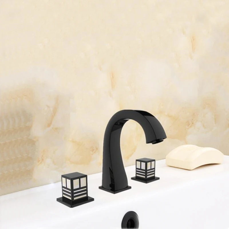 

Черный и розовый, 2 цвета, латунный материал, устанавливаемый на палубе, смеситель для умывальника с двойной ручкой