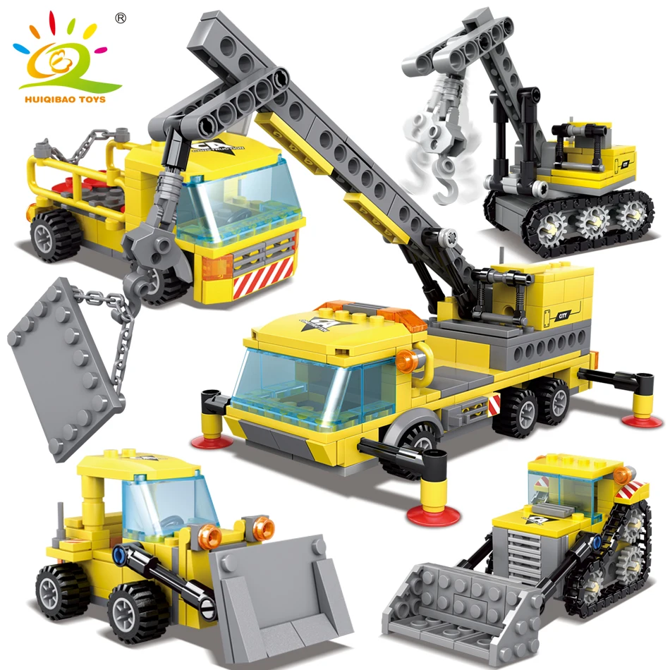467 шт. 4в1 инженерные транспортные средства строительные блоки экскаватор кран
