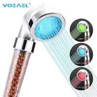 led shower head with hose and shower arm bracket high pressure filter handheld shower color changes with water temperature