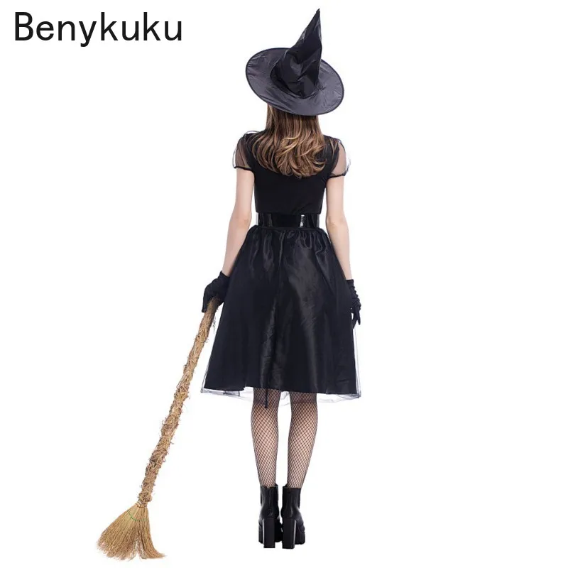 Костюм Ведьмы из черной пряжи платье на Хэллоуин Готическая девушка панк темная
