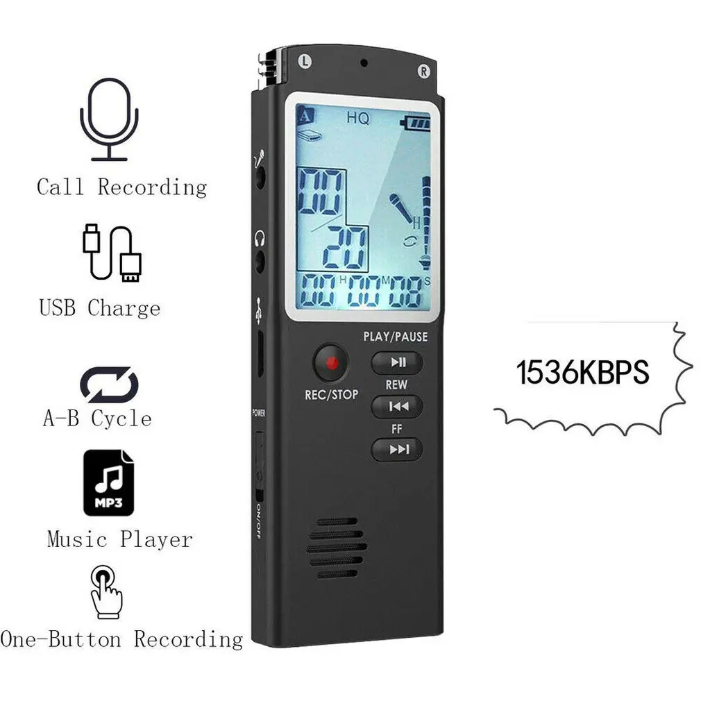 

8/16/32GB Portable Digital Voice Recorder Voice Activated Mini Spy Digital Sound Audio Recorder Recording Dictaphone MP3 Player