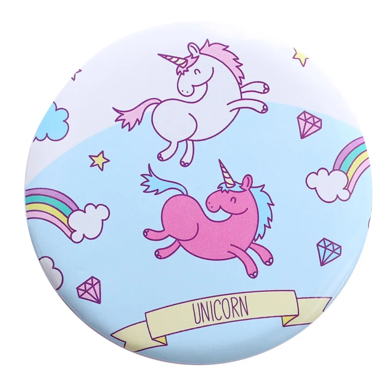 

TY108 Unicorn Mini Cosmetic Makeup Mirror Round Makeup Mirror Women Round Mini Pocket Mirrors Cartoon Patterns Compact Makeup
