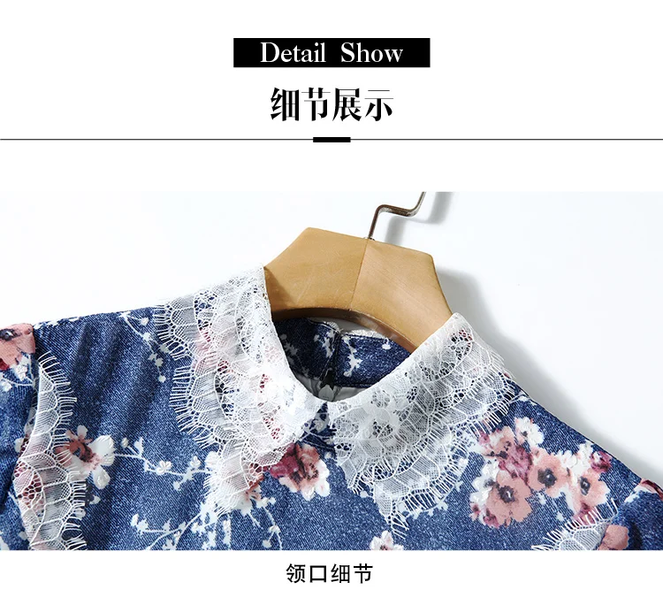 

High Quality 2020 summer New Women'S Fashion Party Casual Vintage Elegant Flower Print Lace Patchwork Dress