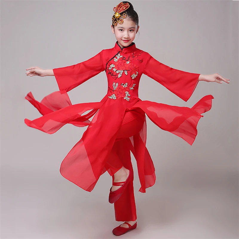 Color 1 Танцевальные костюмы Hanfu; праздничная одежда; традиционное платье для девочек; детское классическое народное платье Yangko; детское платье в китайском стиле - Цвет: Color 1
