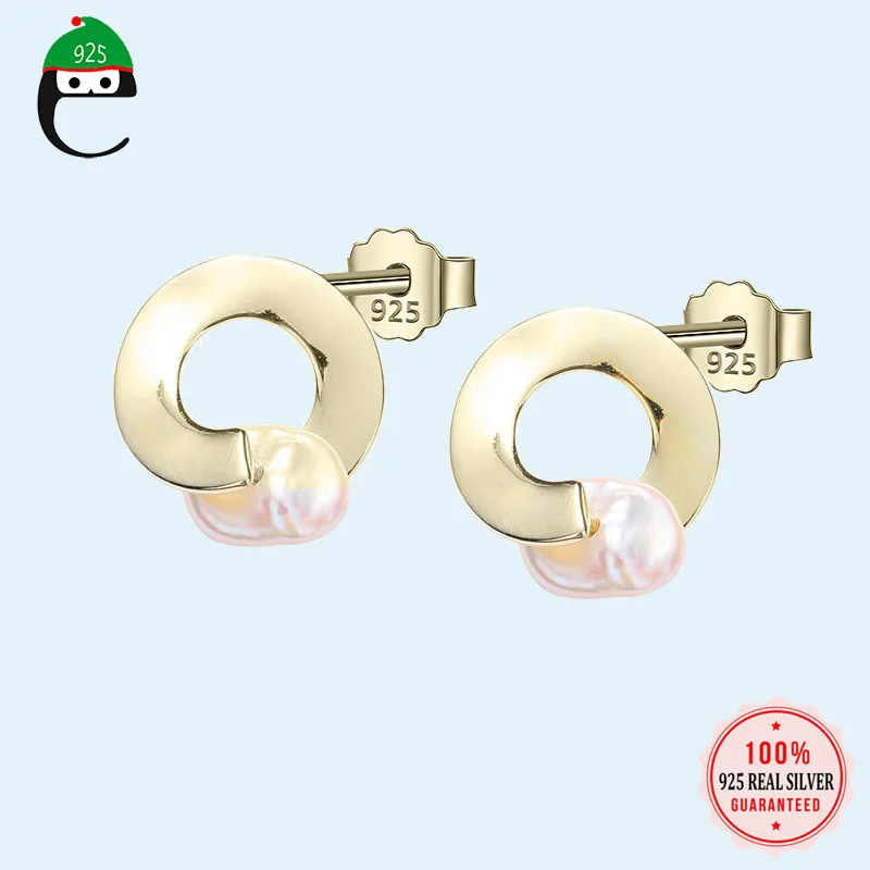 ElfoPlataSi, женская мода,, 925, твердое Стерлинговое Серебро, обруч, CZ, очаровательные серьги-гвоздики для женщин, Стерлинговое Серебро, ювелирное изделие, ED49