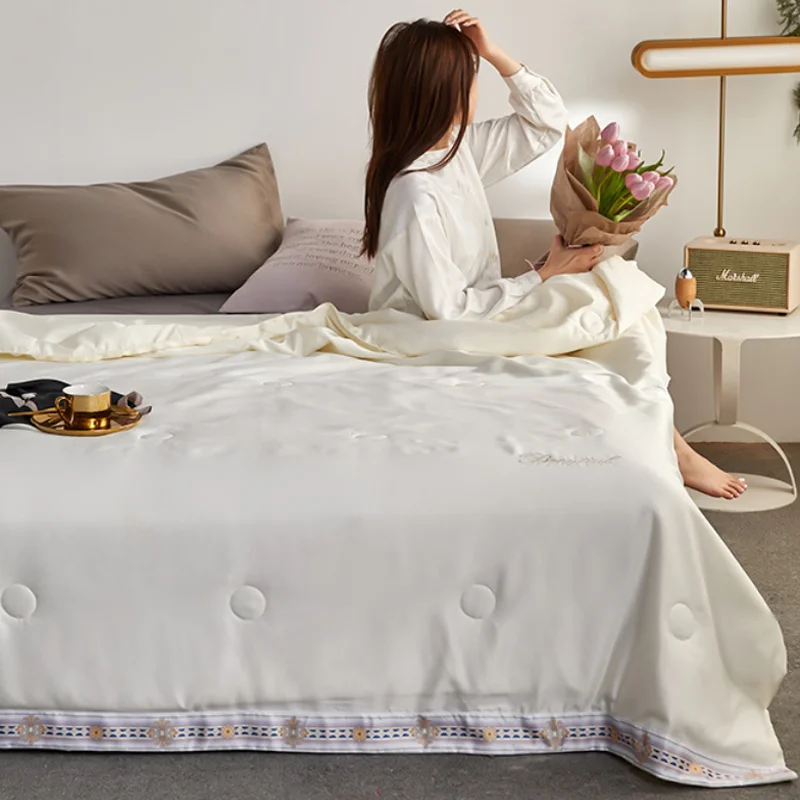 Летнее моющееся шелковое одеяло серое Роскошное Одеяло для кондиционера