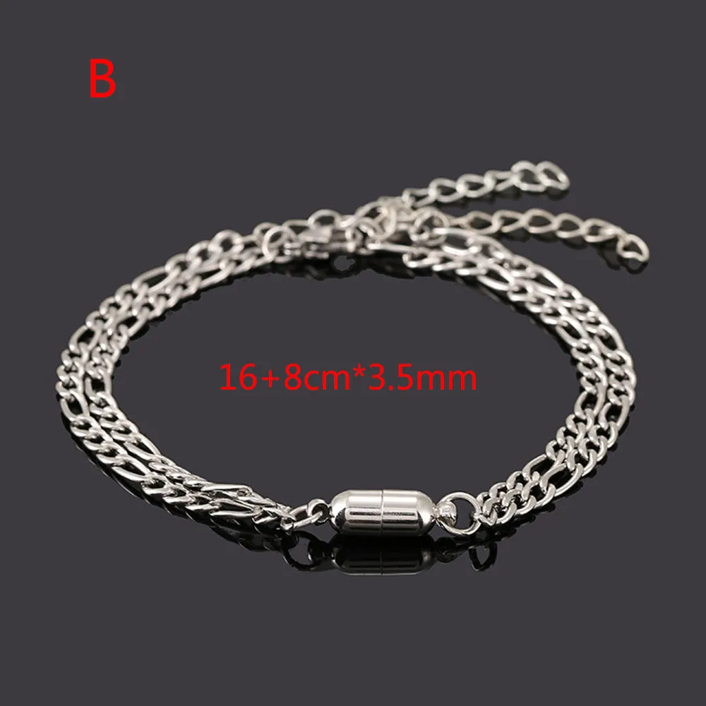 

2Pcs New Magnet Couples Bracelet Stainless Steel O-Shaped Charm Bracelet for Women Men Valentine's day Gift Attractive Jewelry