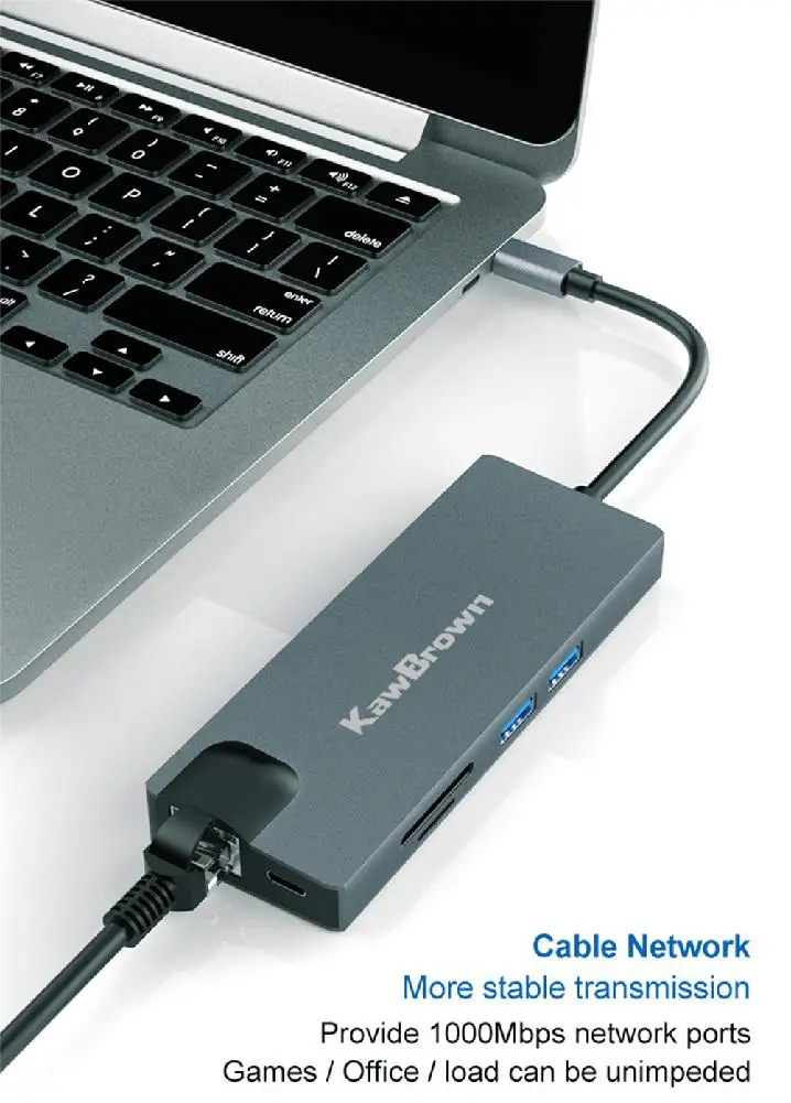 8 в 1 type C концентратор USB к HDMI VGA 3 0 порты SD/TF ридер RJ45 1000M доставка питания для MacBook Pro