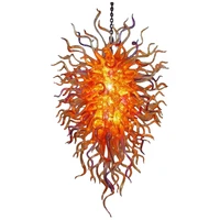contemporary orange color chandeliers art lighting hand blown glass chandelier lamps led lights for living room decoration