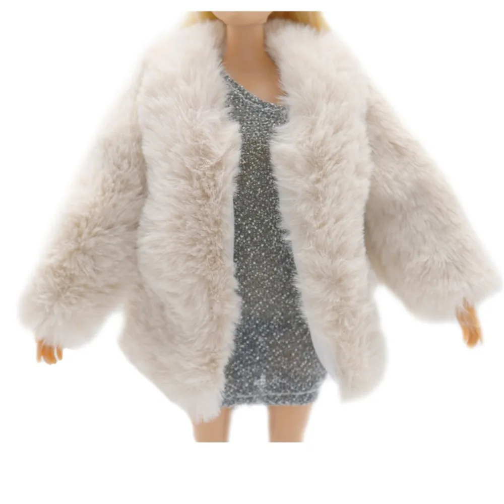 Doll Clothes Coat Rabbit Fur Plush For Barbie Dolls Handmade Fashion Accessories | Игрушки и хобби