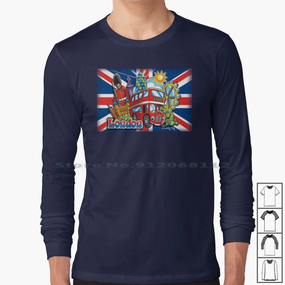 

London Magical Double Decker Bus Famous Lovely Day Design-Red Theme Long Sleeve T Shirt London England London Double Decker Bus