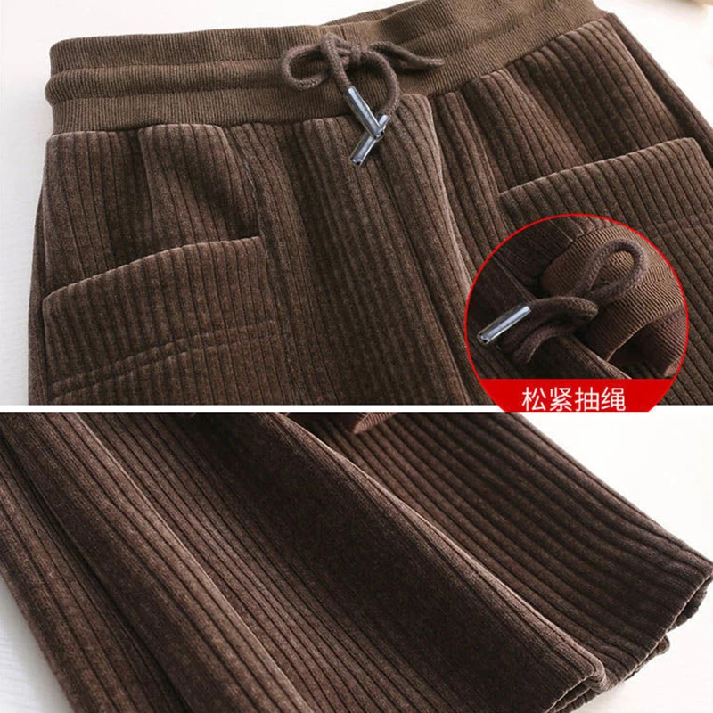 

casuasl corduroy straight pants plus size 4xl high waist women pants korean loose wide leg pants women's pleuche trousers