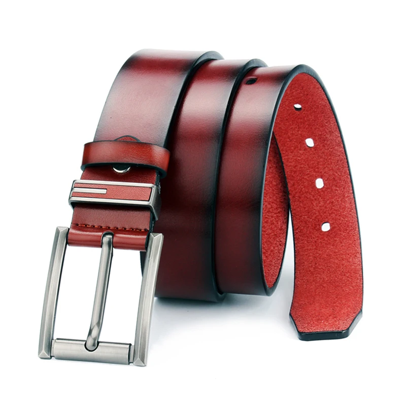 Ремень мужской кожаный Классический роскошный пояс с пряжкой язычком подходит