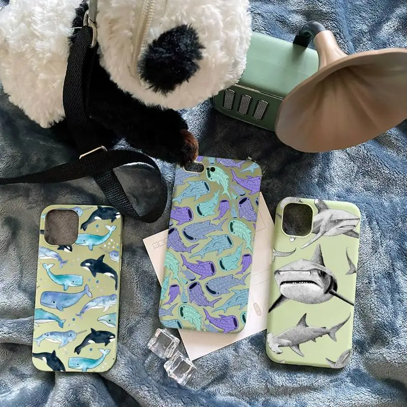 

Cute cartoon horror shark animal Phone Case Candy Color for iPhone 6 7 8 11 12 s mini pro X XS XR MAX Plus