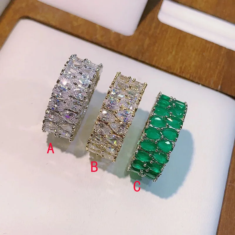 

Funmode Dubai Bridal Green Cubic Zircon Finger Ring For Women Wedding Party Rings Wholesale FR198