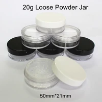 50pcslot 20g empty loose powder jar with sifter puff cosmetic plastic powder compact refillable makeup case travel bottle