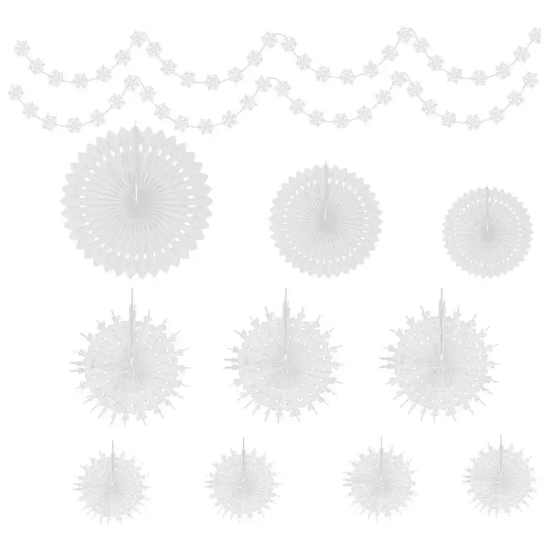 

1 Set Snowflake Party Decors with Hanging Paper Fans and Snowflakes Garlands DIY Party Decoration Accessories