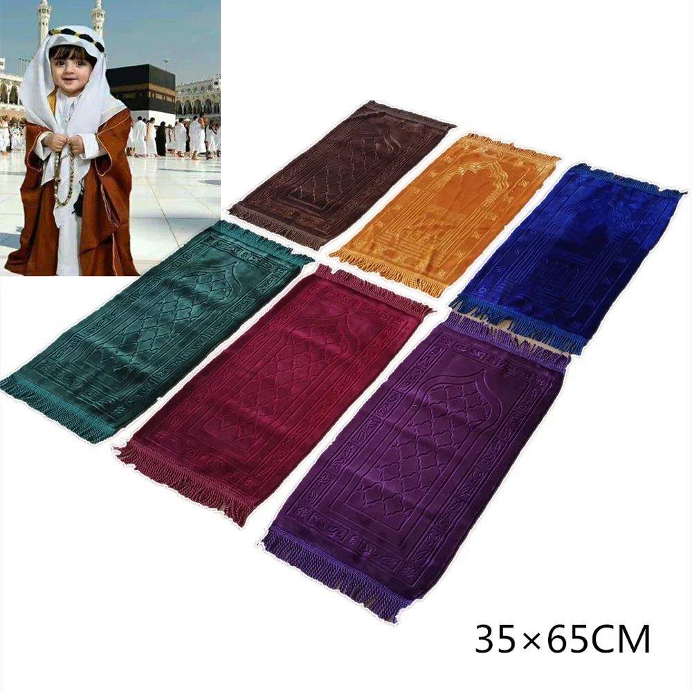 Однотонный детский моющийся молитвенный коврик Janamaz Islamic Salah Namaz Musallah 35x65CM|Коврик| |
