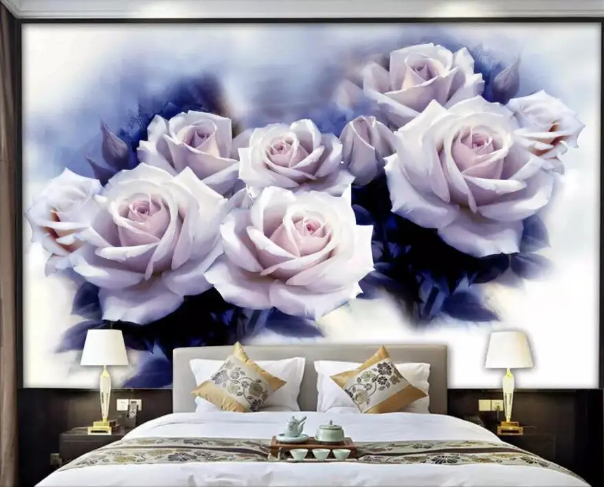 CJSIR пользовательские обои красивые белые розы скандинавские Ретро ТВ фон