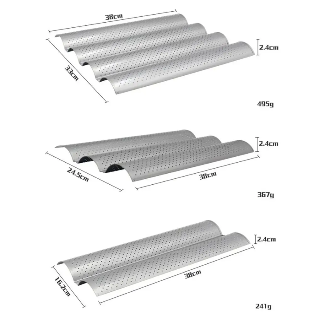 Stainless Steel Baking Tray Perforated French Bread Pan Non Stick 2 3 4 Groove Baguette Mold Cake Form Accessories |