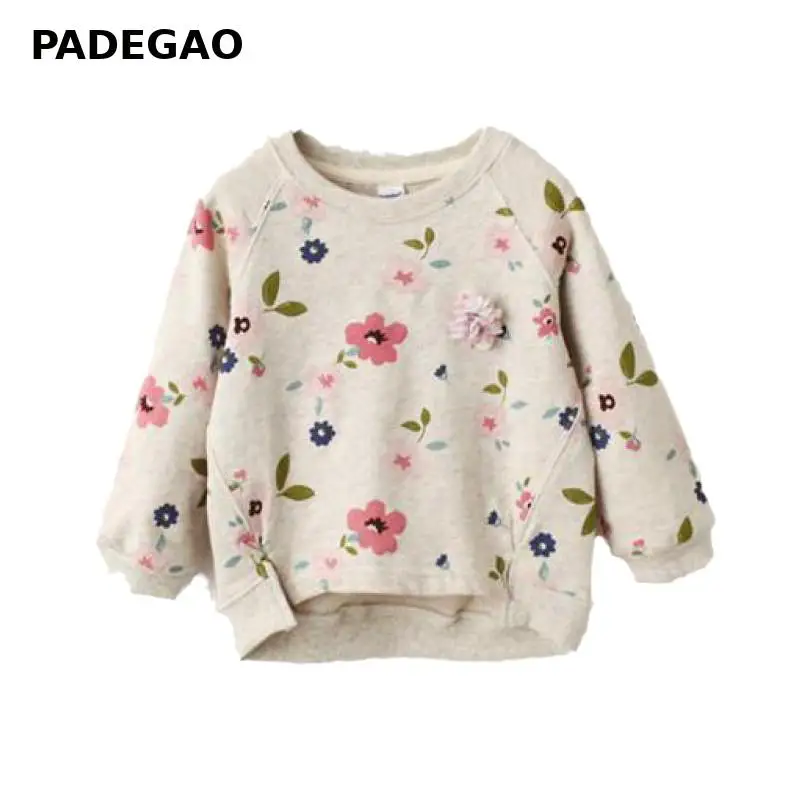 Толстовка с капюшоном для девочек худи принтом Осень-зима Детский свитер топы