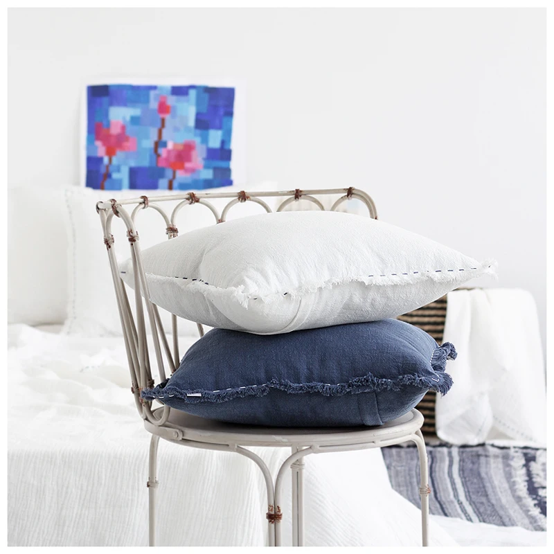 Чехол для подушки из хлопка и льна чехол белого темно зеленого цветов с вышивкой