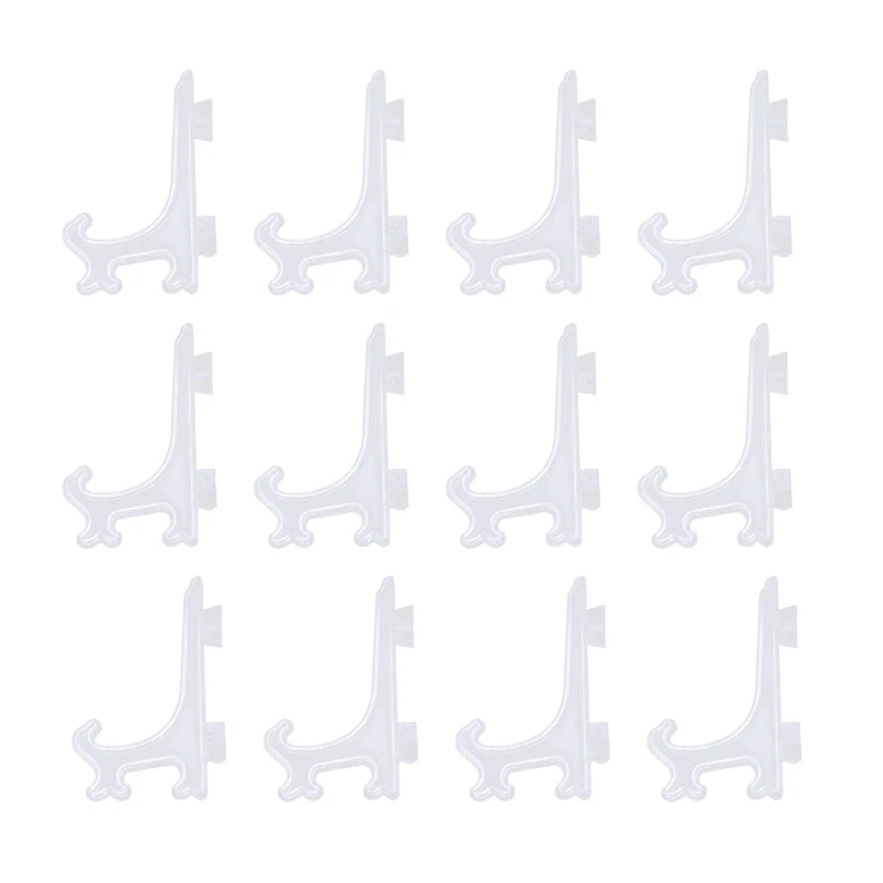 

12Pcs 3 Inch Plastic Easels or Plate Holders Display Dinner Plate (Transparent)